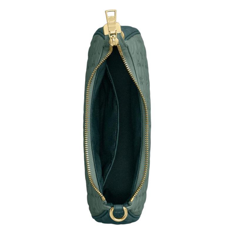 Coach Teri 24 Logo Printed Logo Leather Shoulder Bag Medium Unisex Couple Style Dark Turquoise