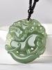Unisex Clear Water Hetian Jade Pixiu Pendant, Double-Sided Carving with Certificate