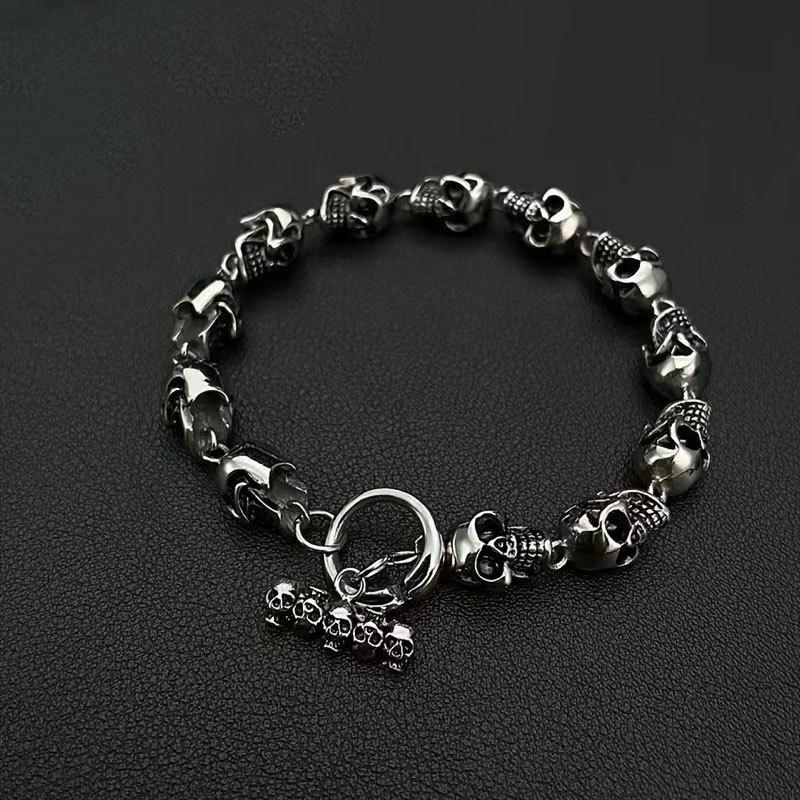 Bracciale Teschio Uomo Stile Hip Hop Punk Diablo Bracciale Halloween Personalità Cool