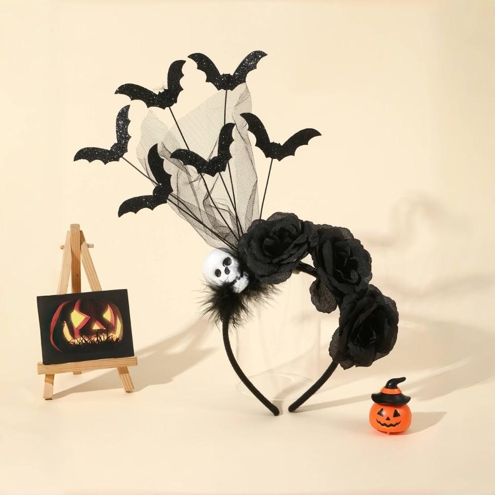 Spider Web Halloween Headband Black Artificial Flowers Party Role-playing Accessory  Dress Up