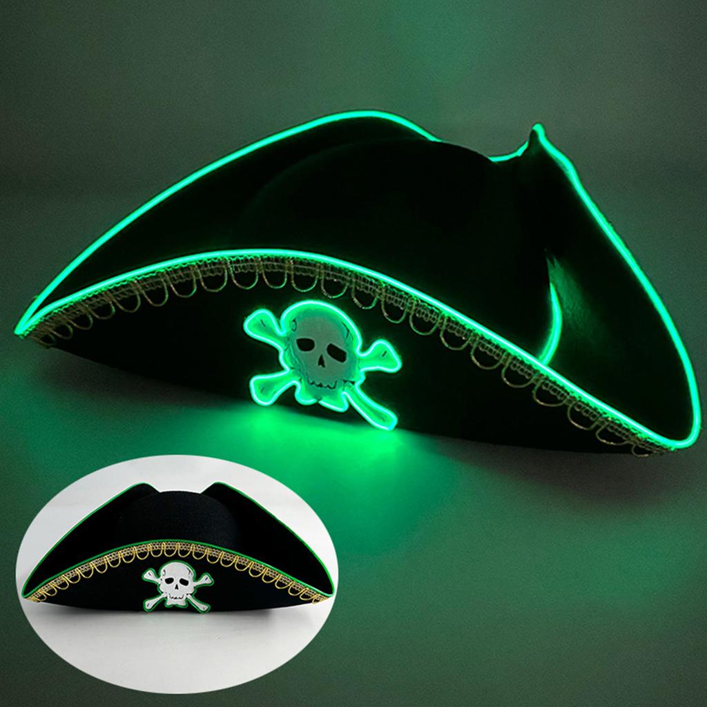 Make Up Hat Role Play Novelty Pirate Hat Battery Operated Illuminated Hat for Parties and Music Festivals