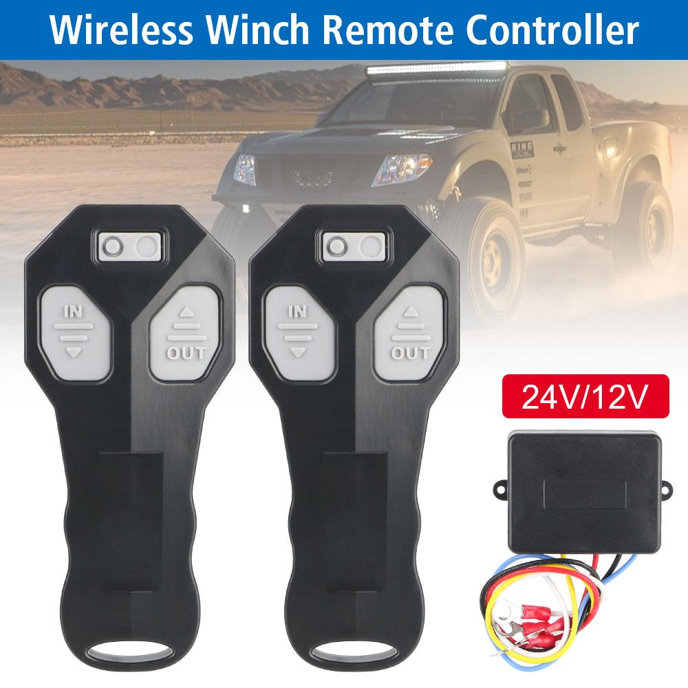 Winch Remote Control Set Kit Winch Remote Controller For Jeep Off-road ATV Truck 12V/24V Dual Manual Transmitter Handset Switch Controller Wireless