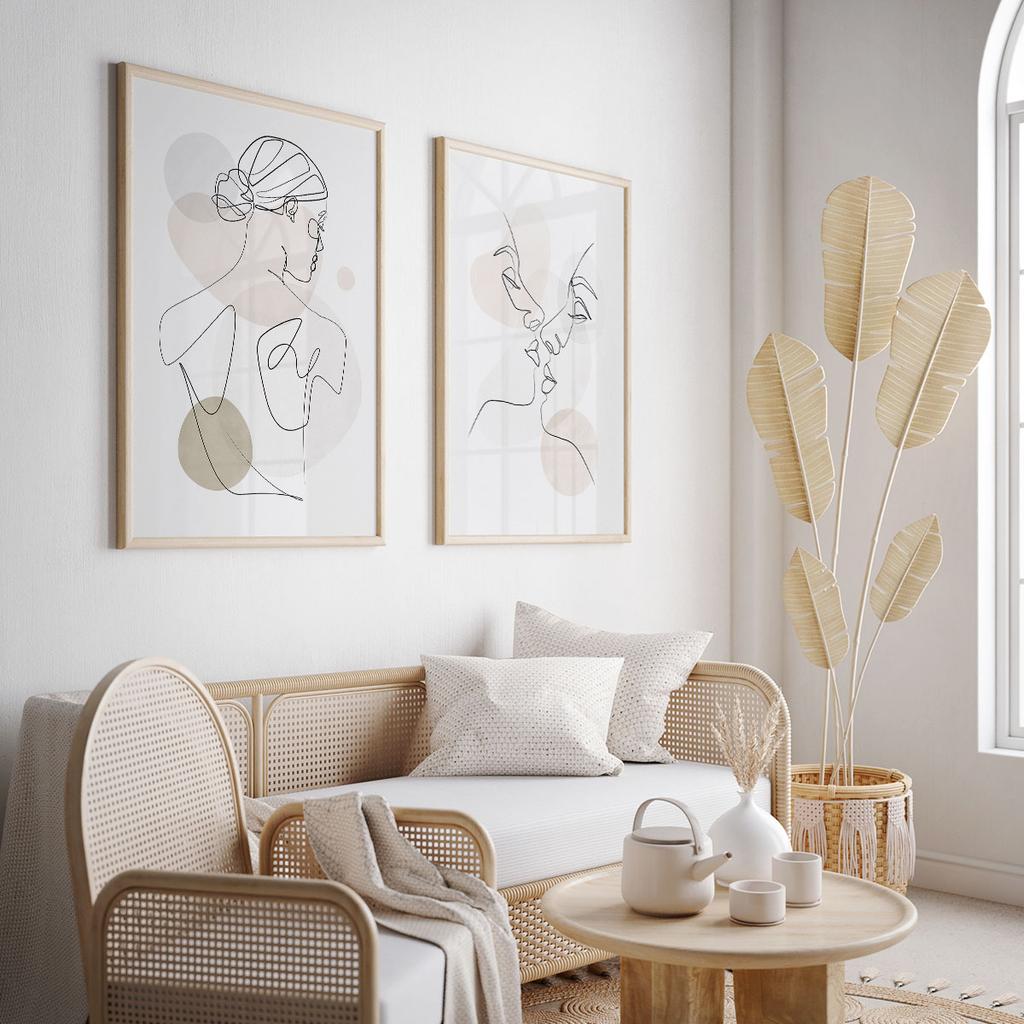 Set of Two Posters One Line Pastels