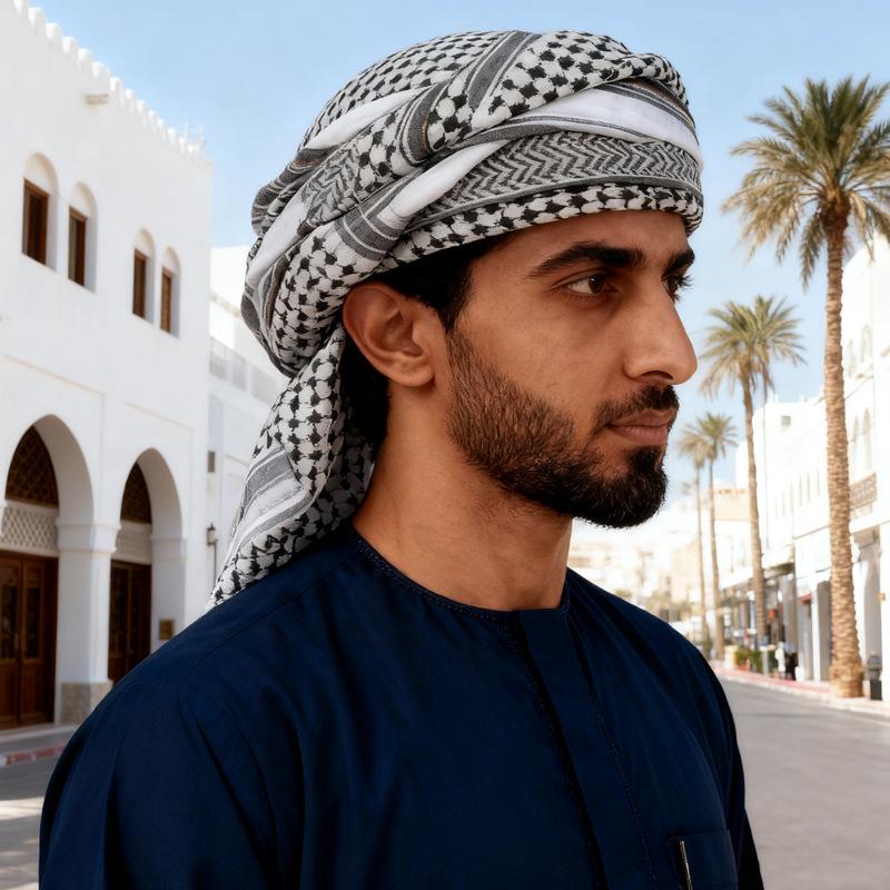 Pañuelo de Cabeza Árabe Jacquard para Hombre - Estilo EAU, Influencia de Dubái y Arabia Saudita