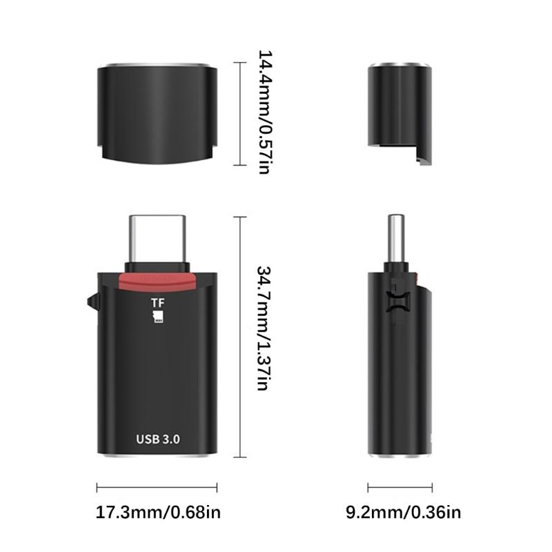 Aluminum Alloy USB3.0 Female to Type C Male OTG Converters For TF Cards And USB3.0 Data Transfer Home Travel Use