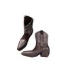 Cowhide Version~ Pointed Thick Heel Engraved Western Cowboy Boots for Women's Autumn and Winter New Retro Style Short Boots for Women
