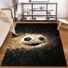 Fiery Soccer Ball Rug with Black Grass Background, Modern Design Suitable for Use As an Anti-slip for Living Room Bedroom Sofas