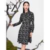 JUZUI Peony Floral Stand-Collar Chiffon Dress