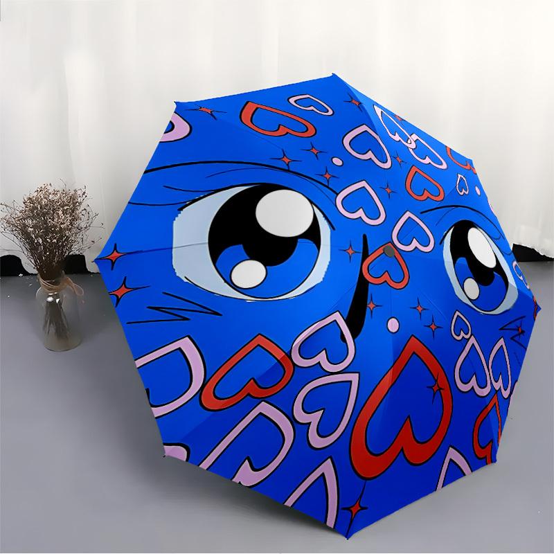 1pc Heart Eyes Automatic Open/close Folding Umbrella, Compact Portable Travel Umbrella, Perfect Birthday/Christmas Yy250806235