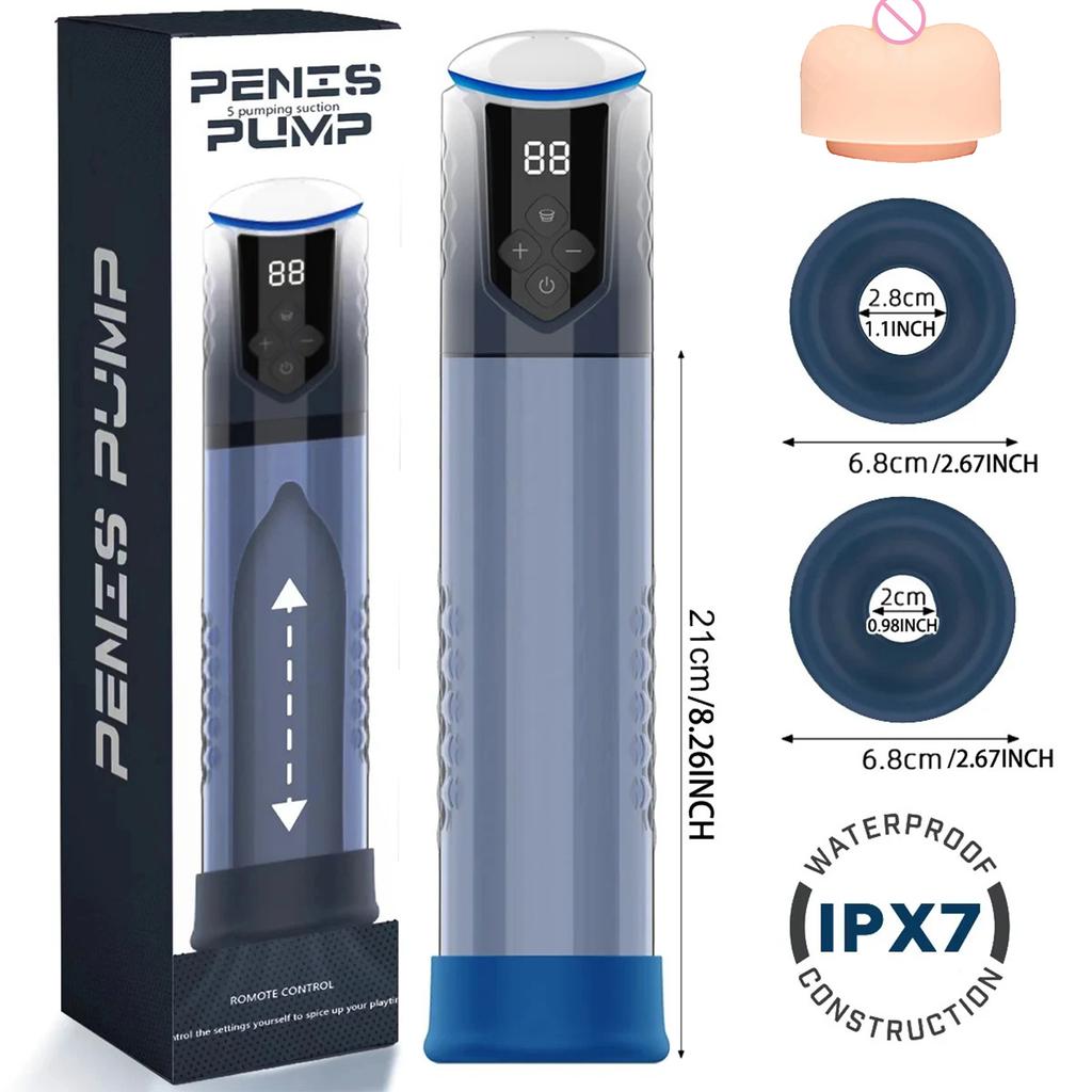 Electric Penis Pump for Enlargement Extend Erection Automatic Male Masturbator Cup Sex Toys for Men 5 Suction Levels Vacuum Pump