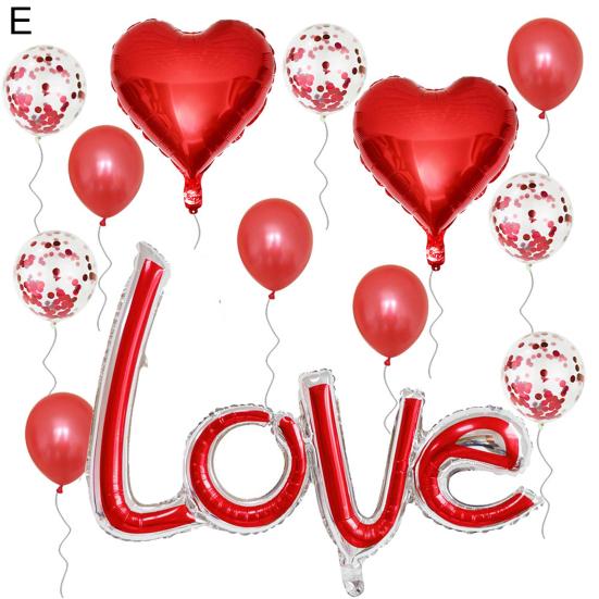 1 Set Heart Balloon Inflatable Conjoined Aluminum Foil Happy Valentine's Day Love Letter Balloons Decor for Holiday