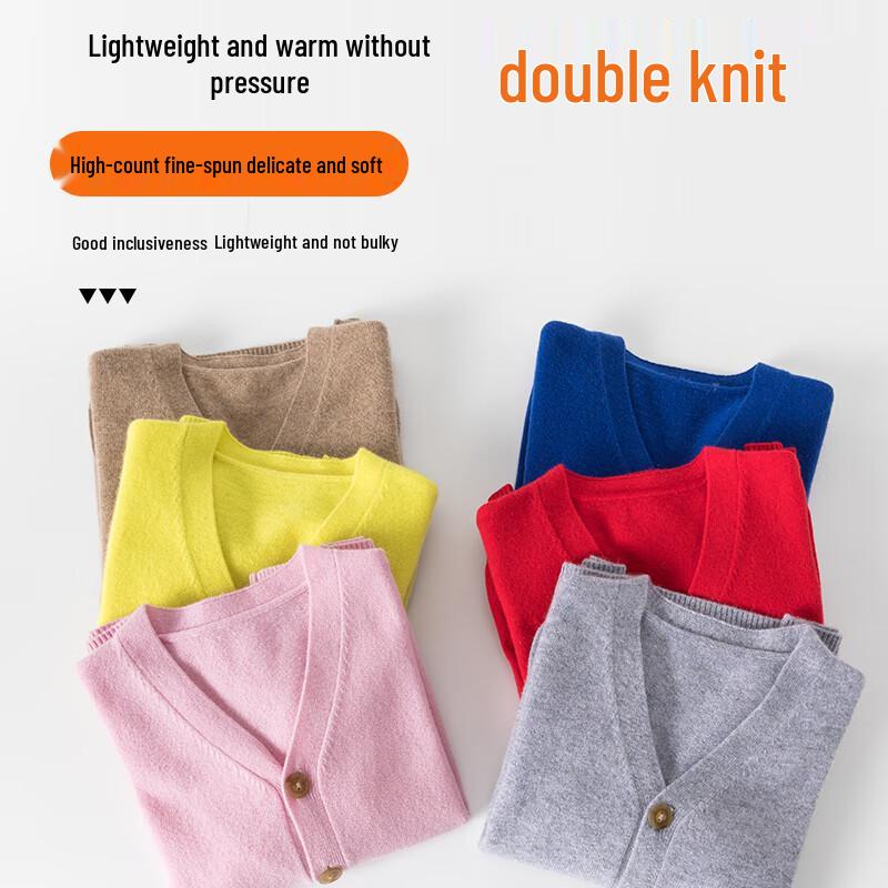 Hengyuanxiang Women's 100% Pure Wool V-Neck Cardigan