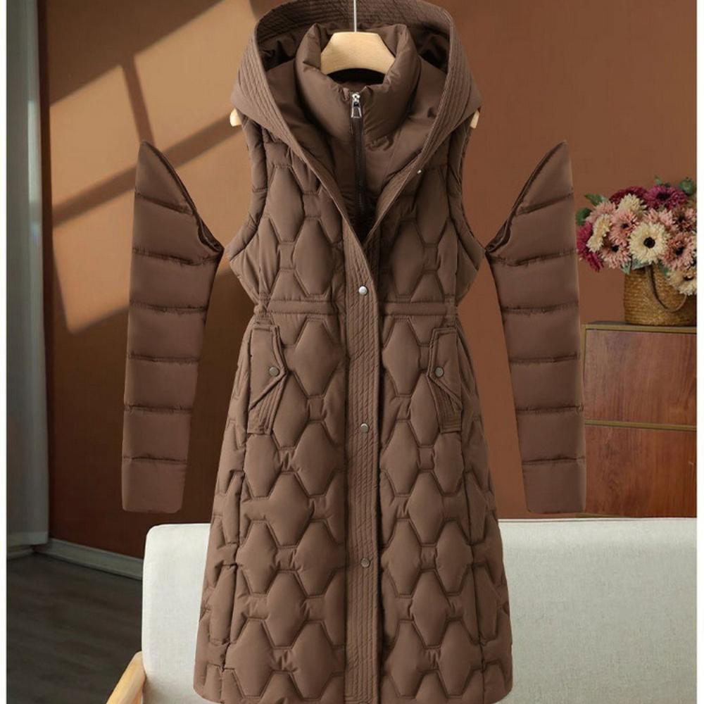 Women's Winter Fashion Loose Waist Detachable Down Cotton Jacket Women's Long Cotton Jacket Women's Coat