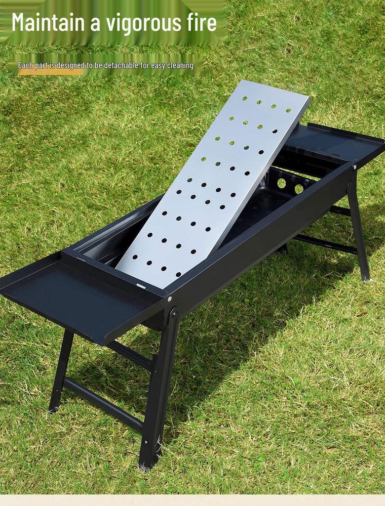 New Portable Charcoal BBQ Grill – Handheld Pull-Out Design for Outdoor Camping