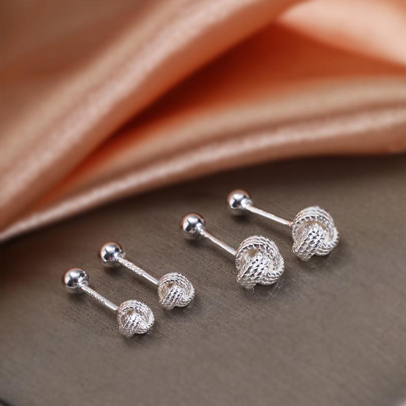 Ruyi Knot S925 Sterling Silver Stud Earrings: Minimalist, Fashionable, Unique, and Versatile for Women