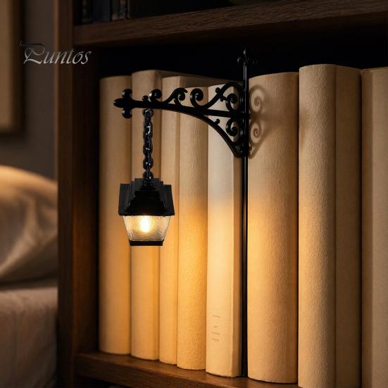 Modernes Bücherregal Zubehör 3D Gedrucktes Geisterlicht, Warme LED Bibliothek Lampe mit Vintage Straßen Heim Büro Regal Dekoration Silhouette, Dekoratives Buch