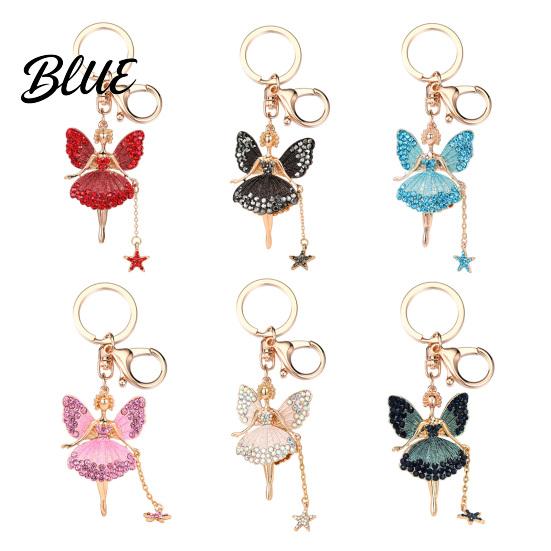 Butterfly Wings Fairy Keychain Flower Rhinestone Charm Cute Dazzling Sparkly