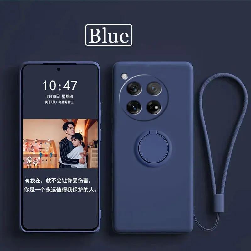 Case for OnePlus 13 12 Cases Liquid Silicone Ring Stand Phone Shell Coque for OnePlus 1+12 13 Cover ShockproofBumper Back Funda