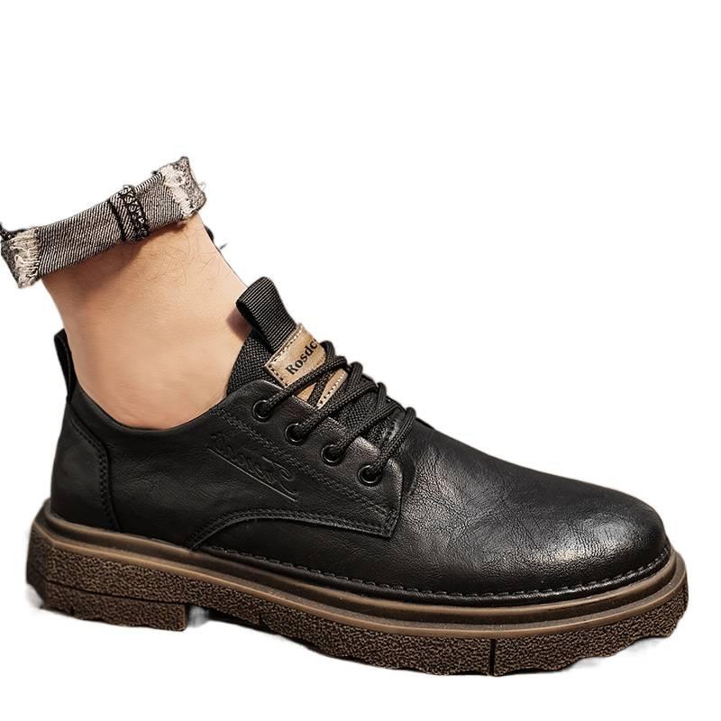 Leather shoes new spring British style business dress casual heightening low top Martin boots