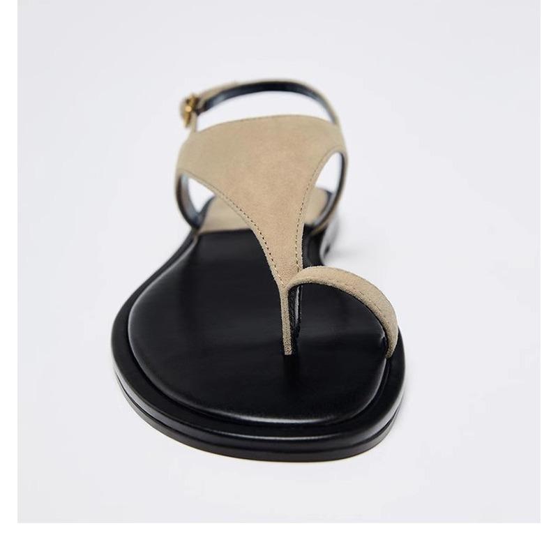 Fashion Summer New Flat Bottom Buckle Strap Women's Sandals Casual Versatile Comfort Pinch Toe Concise Beach Sandals Women Zapatos Mujer