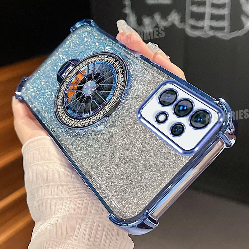 

A 32 52 53 13 23 33 73 Plating Rotate Holder Case For Samsung Galaxy A32 A52 A13 A23 A33 A53 A73 5g Silicone Stand Cover A33 (4G 5G)