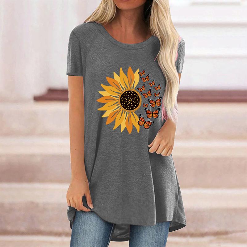 Summer Sunflower Floral 3D Print T-shirt Women Fashion Streetwear Casual O-Neck Tops Tees Female Oversized Clothing