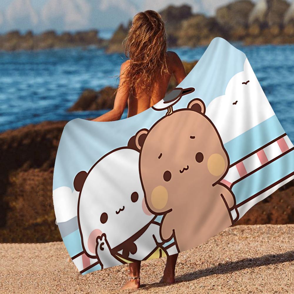 1pc Bubu And Dudu Beach Towel Cartoon Cute Summer Kids Large Bath Pool Beach Towel Microfiber Absorbent For Swimming Travel
