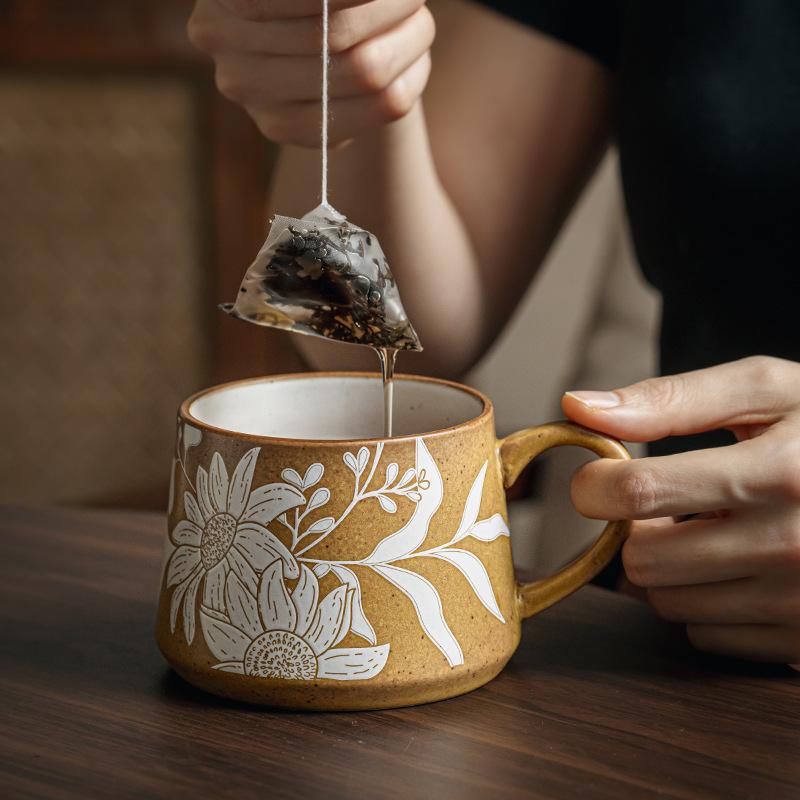 Treasure Exquisite Pattern Ceramic Cup Gift For Girls Practical High-End Coffee Cup Export