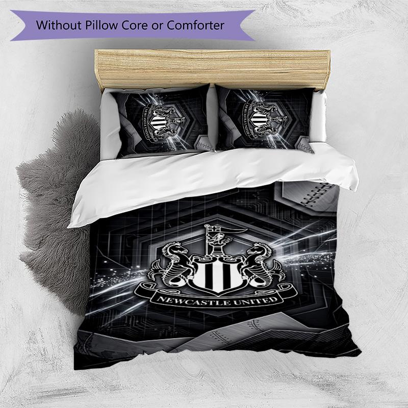 Set Lenzuola Stampato Newcastle United Football 3 Pezzi, Comodo Set Copripiumino per Camera da Letto Amico della Pelle