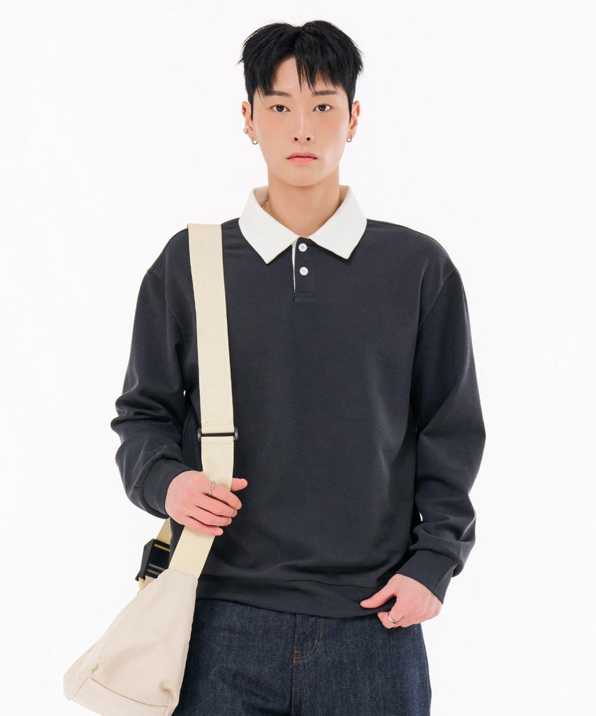 Chase Cult Men'S Collared Contrast Sweatshirt-Fark5116B0L