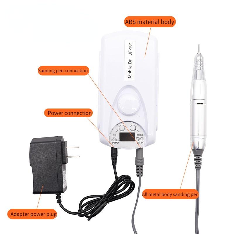 Mașină electrică portabilă de găurit pentru unghii, mașină de manichiură pentru șlefuitor de unghii cu gel acrilic, echipament reîncărcabil pentru arta unghiilor