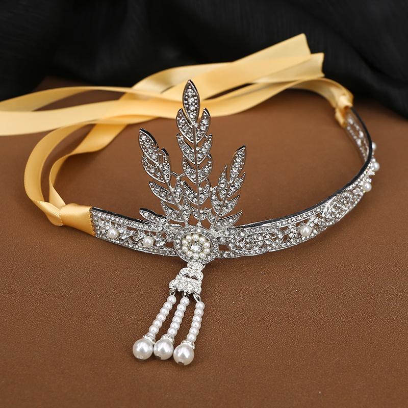 

The Great Gatsby The Same Style Crown Trinket Bridal Headwear Hair Band Birthday Festival Flowers Dress Up Accessories HG-100 Silvery