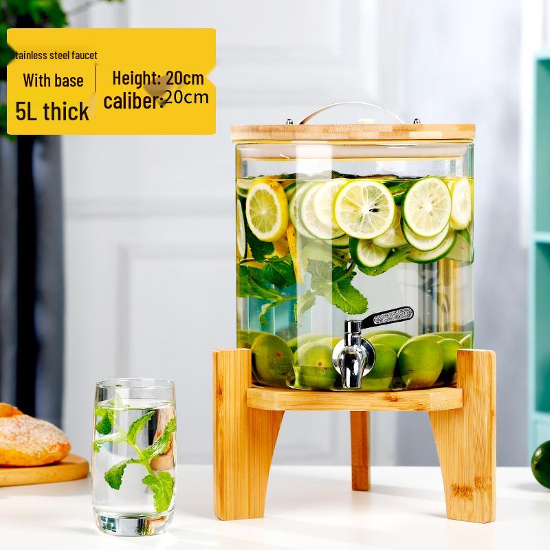 Large Capacity Glass Beverage Dispenser with Faucet for Cold Drinks and Fruit Tea