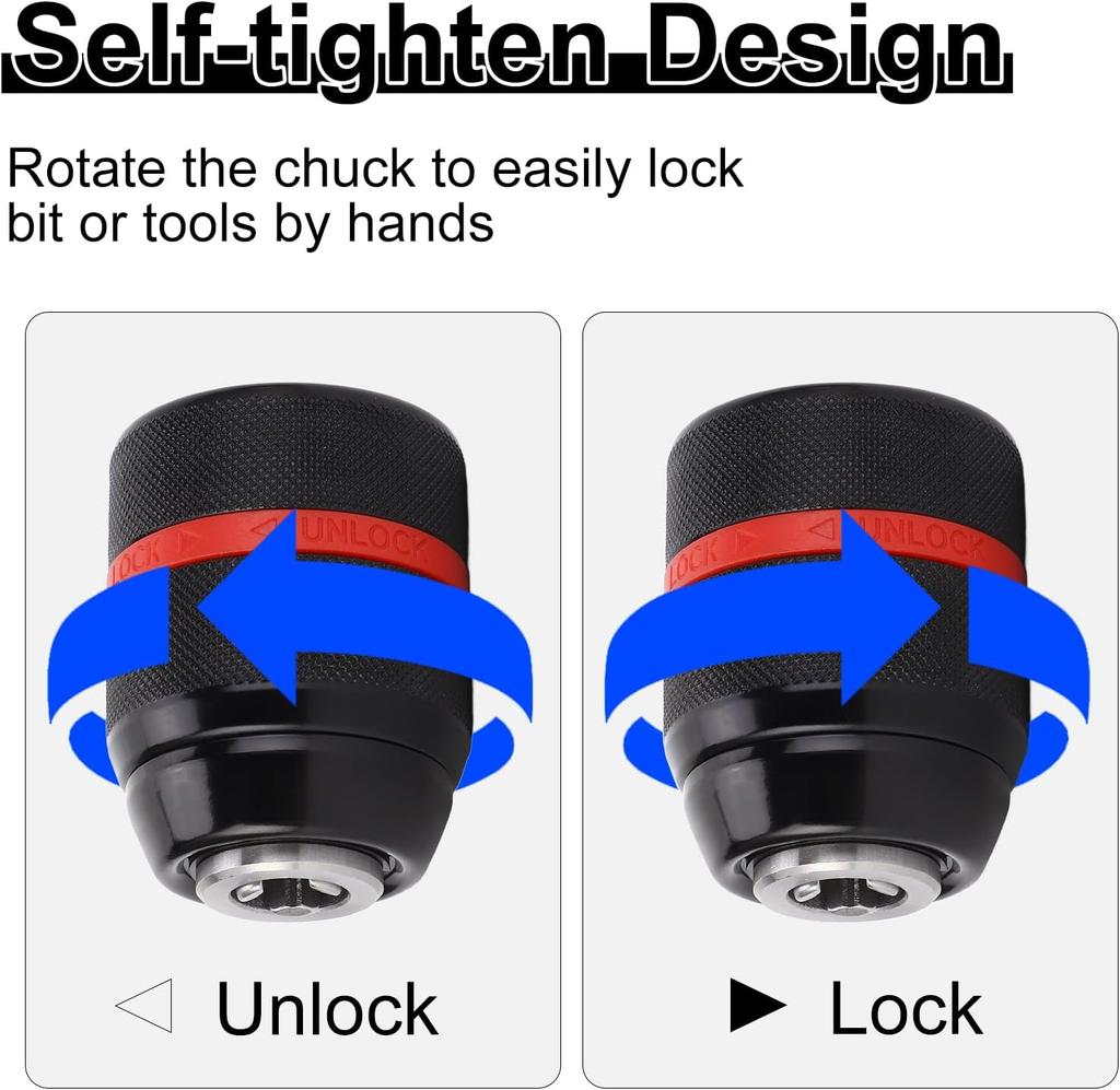 10mm 13mm Threaded Keyless Metal Drill Chuck Set Quick Grip Adapter Hex SDS Square Shanks Impact Screwdriver Tap Wrench Chucks