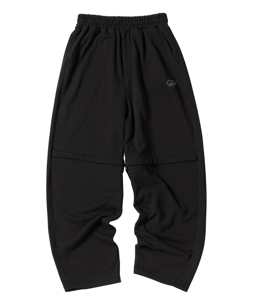 TRAVEL Open-Knee Sweat Balloon Pants Black