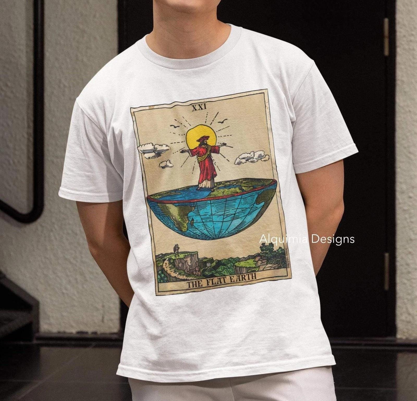 The Flat Earth Tarot Card Shirt, Conspiracy Theory 2XL