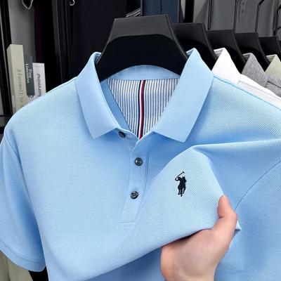 100% Reine Baumwolle Kurzärmeliges Herren Polohemd Mode Stickerei Golf Top Freizeit Business T-Shirt