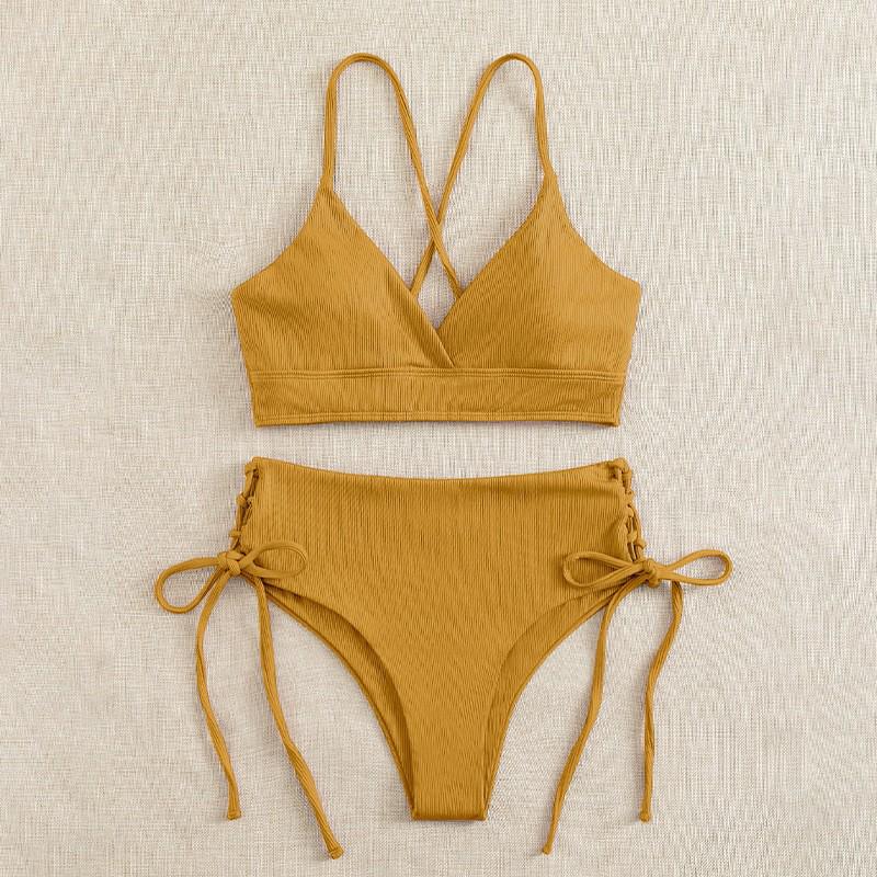 2025 European American Lace-up Bikini: High-End Women's Split Swimsuit, Sexy and Stylish Swimwear.