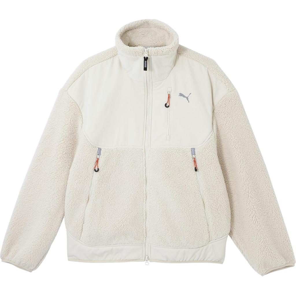 PUMA WINTERIZED TB SHERPA WARMCELL Paneled Fashion Casual Versatile Stand Collar Fleece Coat Unisex Snow White