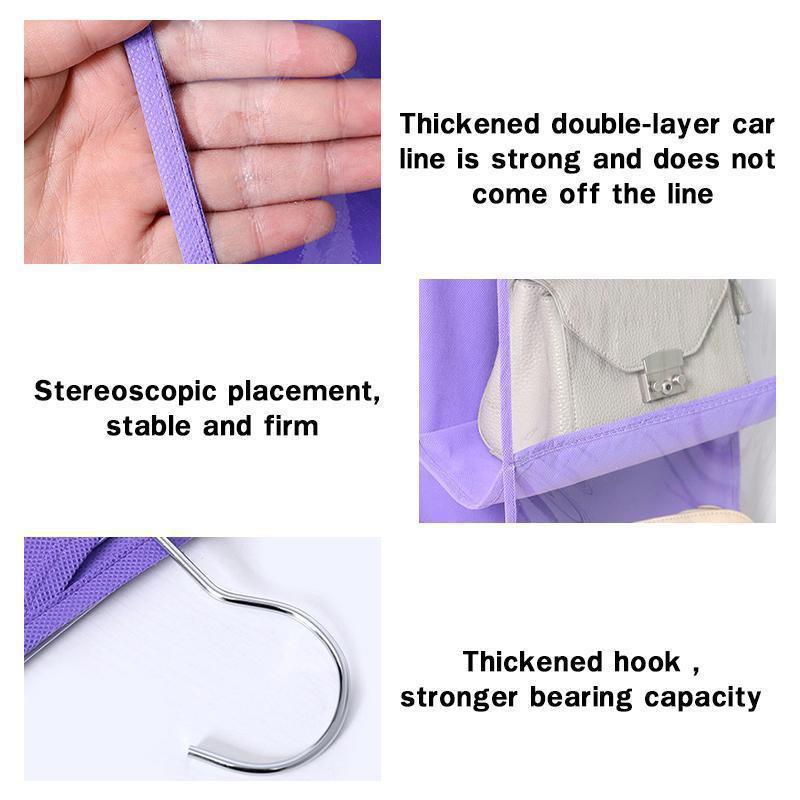 Double Side Transparent 6 Pocket Organizer Backpack Handbag Storage Bags Shoe Storage Bag Home Supplies Closet Rack Hangers