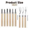 9-Piece Wooden Handle Linoleum Carving Kit For Printmaking & Stamping Cutting Linoleum Cutter Hand Tool Set