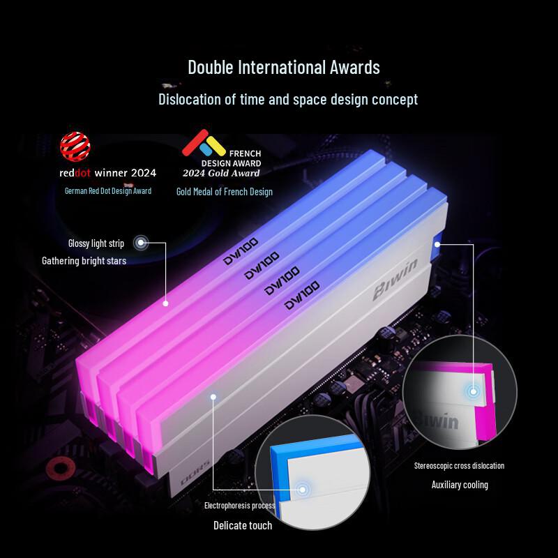 

BIWIN DW100 DDR5 Desktop Memory 32GB (16 ГБ × 2) 6000/6400MHz with Light Bar