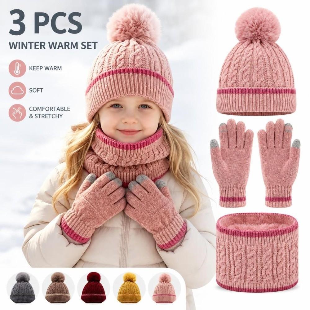 Knitted Winter Hat Scarf Gloves Thicken Toddler Winter Hat New Thickened Knitted Hat Outdoor Use