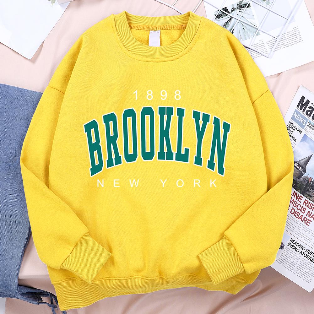 

1898 Brooklyn New York Printing Clothing Women Unisex Pullover Fleece Hoodie Fashion Casual Loose Hoody Autumn Cartoon Women Hoodie XXXL жёлтый