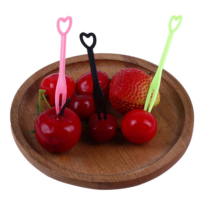 500Pcs/200Pcs Heart-Shaped Cake Forks Mini Children Plastic Dessert Fruit Fork Dinnerware Party Bake Utensils