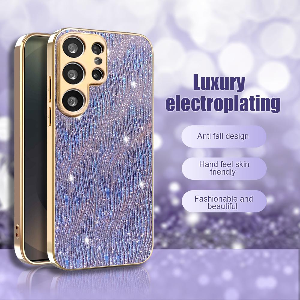 Luxury Plating Water Ripple Pattern Case For Samsung S25 S24 Ultra S23 Plus A56 A55 A54 A53 A36 A35 A16 5G Bumper Cases Cover