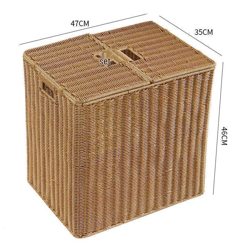 Extra großer Aufbewahrungskorb aus geflochtenem Rattanimitat mit Deckel für Kleidung