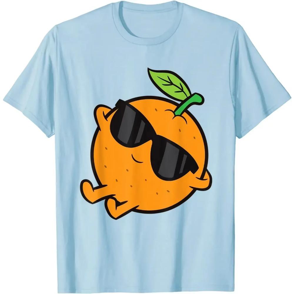Niedliche orangefarbene Früchte Entspannendes fauler Sommer Herren Damen T-Shirt Lässiges Baumwollshirt Vier Jahreszeiten T-Shirts Grafik T-Shirts Teenager Kleidung
