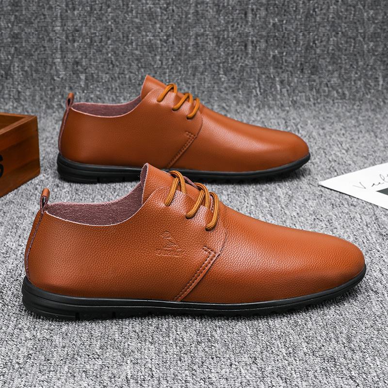 

Модные мужские туфли на шнуровке, оксфорды, корейская мода, дышащие, спортивные, повседневные, студенческие, кожаные, черные, белые, мужские туфли 10 коричневый