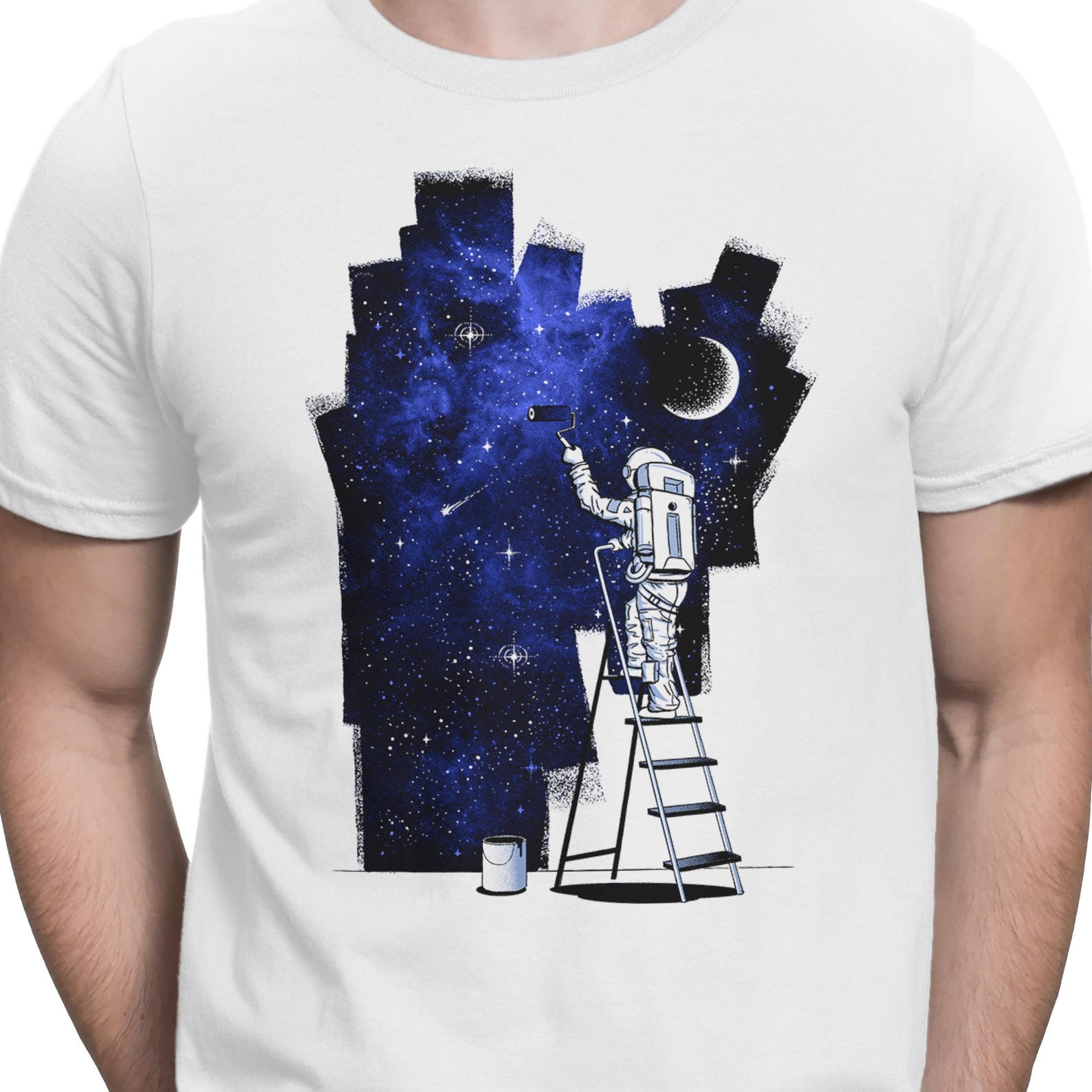Astronaut Painting Stars Space T Shirt Cosmic Surreal Galaxy T-Shirt Painter Art Unisex Shirt XL